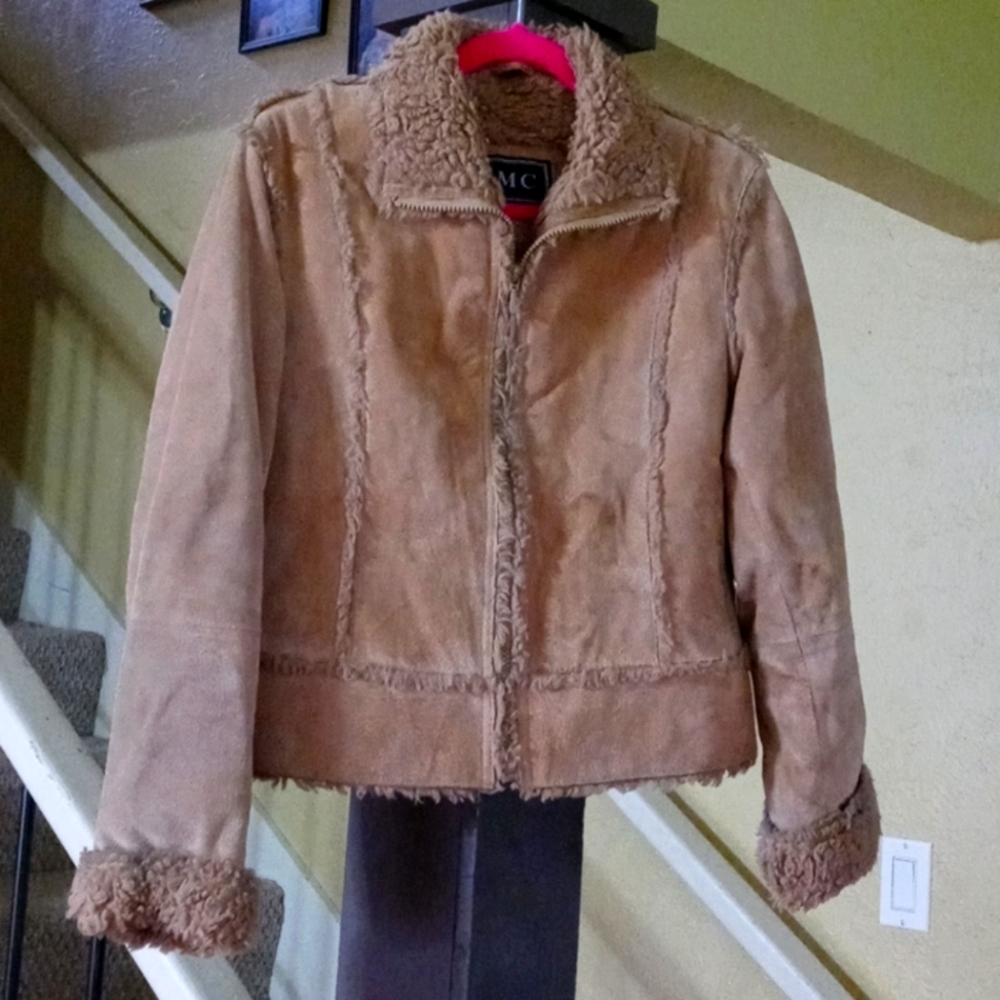 EMC Fur Cuffed Leather Women's Jacket Style 30418